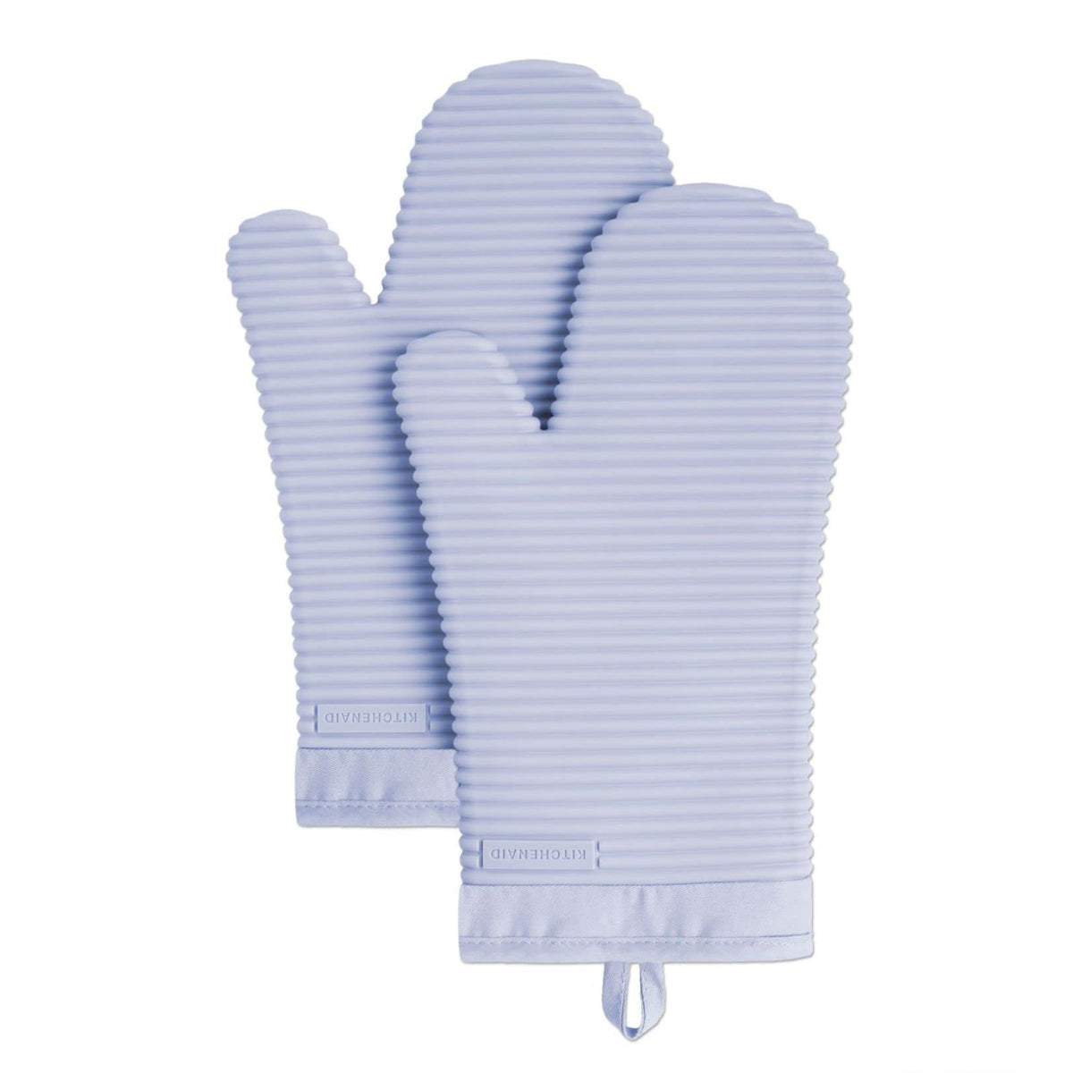 KITCHENAID Ribbed Soft Silicone Oven Mitt 2-Pack Set, 7.5"x13", Charcoal Grey