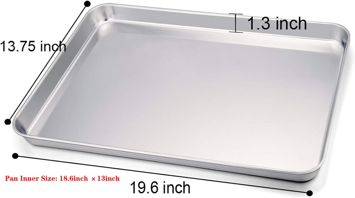 TeamFar Baking Sheet, 20" x 14" x 1" Stainless Steel Cookie Sheet Pans