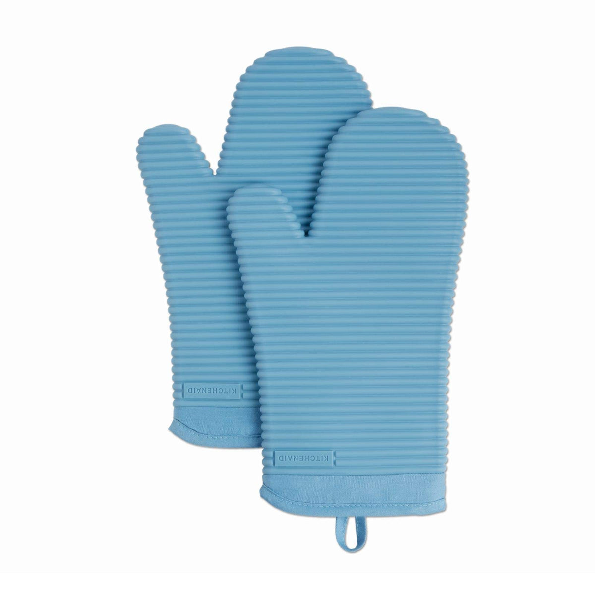 KITCHENAID Ribbed Soft Silicone Oven Mitt 2-Pack Set, 7.5"x13", Charcoal Grey