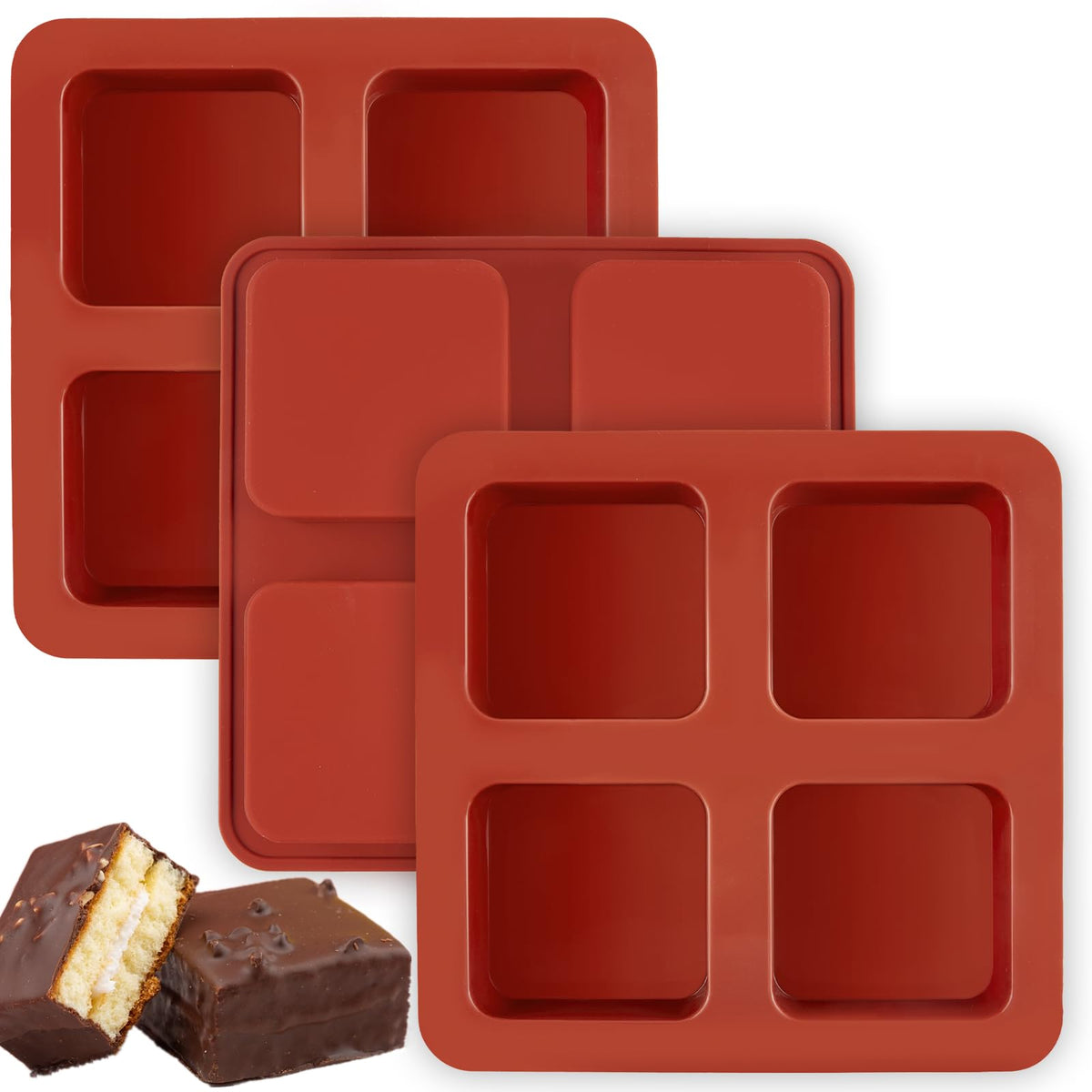 JOERSH Cube Cake Silicone Mold, 2" x 2" x 2", 8-Cavity