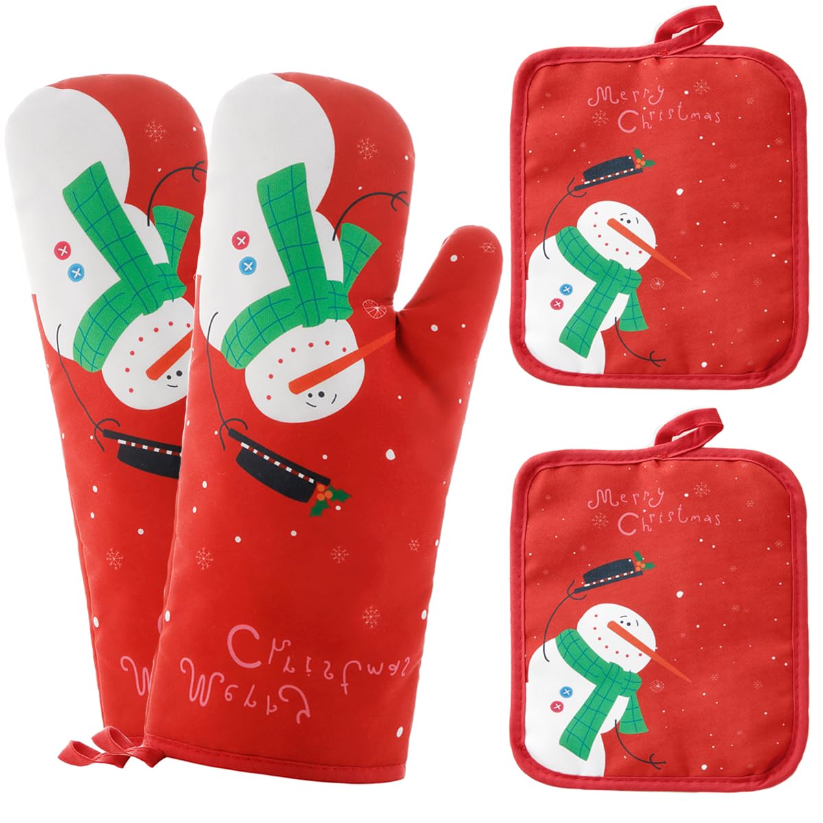 Oven Mitts and Pot Holders Sets,6 Pcs Oven Mitts and Potholders with Recycled Cotton High Heat Resistant Extra Thick Long Oven Mitts for Cooking(Black)