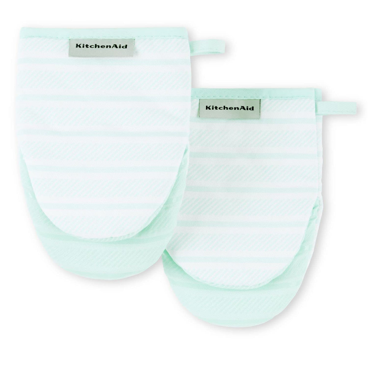KitchenAid Albany Mini Oven Mitt 2-Pack Set, Aqua Sky, 5.5"x8"