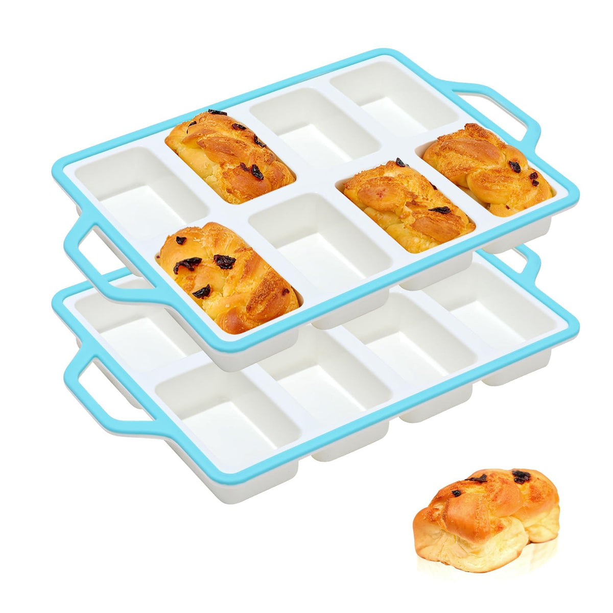 2 Pack Vinino Silicone Mini Loaf Pans Cake Bread Baking Metal Reinforced