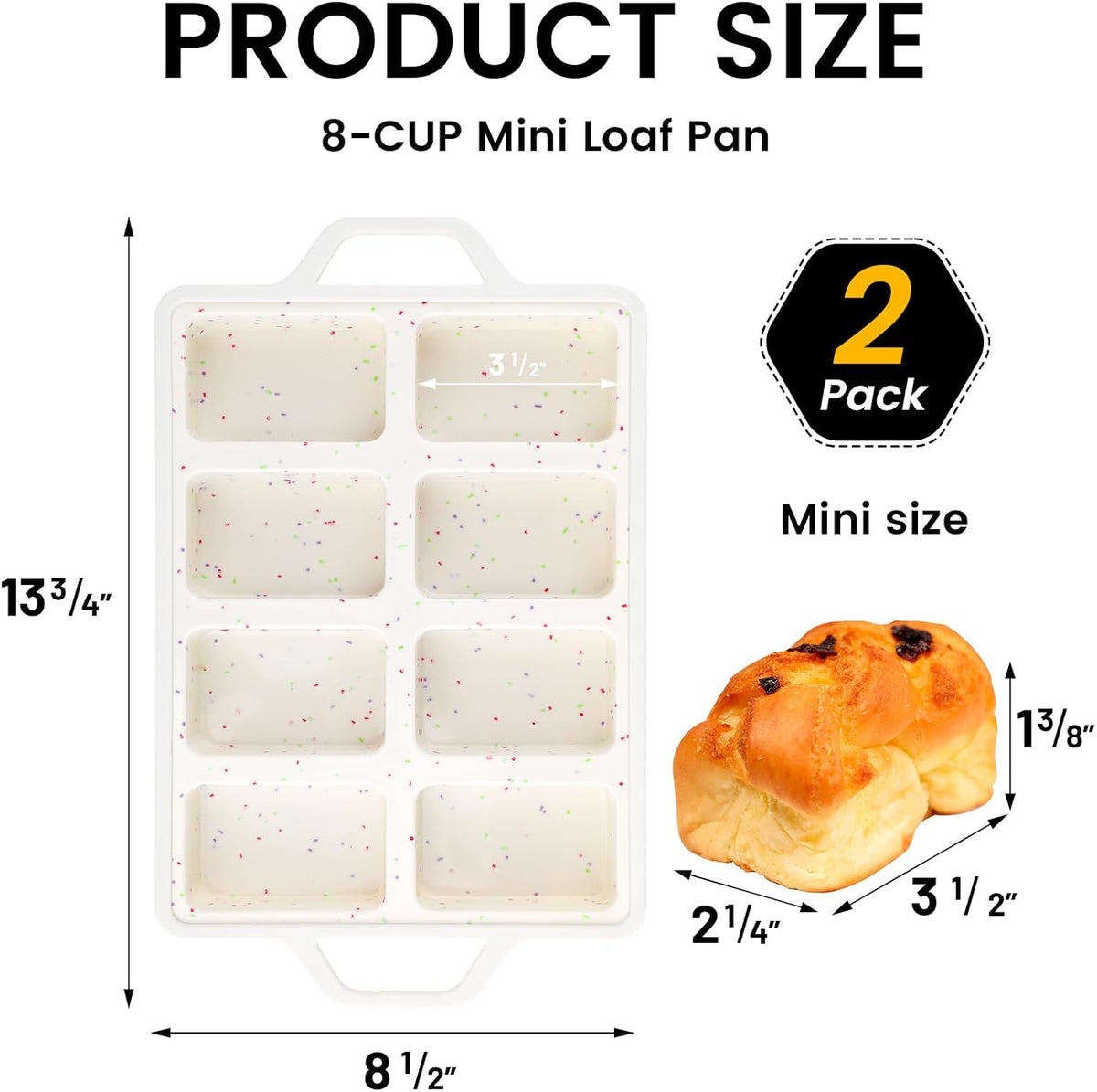2 Pack Vinino Silicone Mini Loaf Pans Cake Bread Baking Metal Reinforced