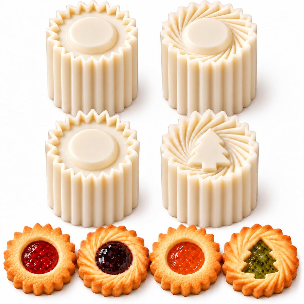 Christmas Tree Cookie Press, Double-Sided Pastry Mold Set, 2-Pack