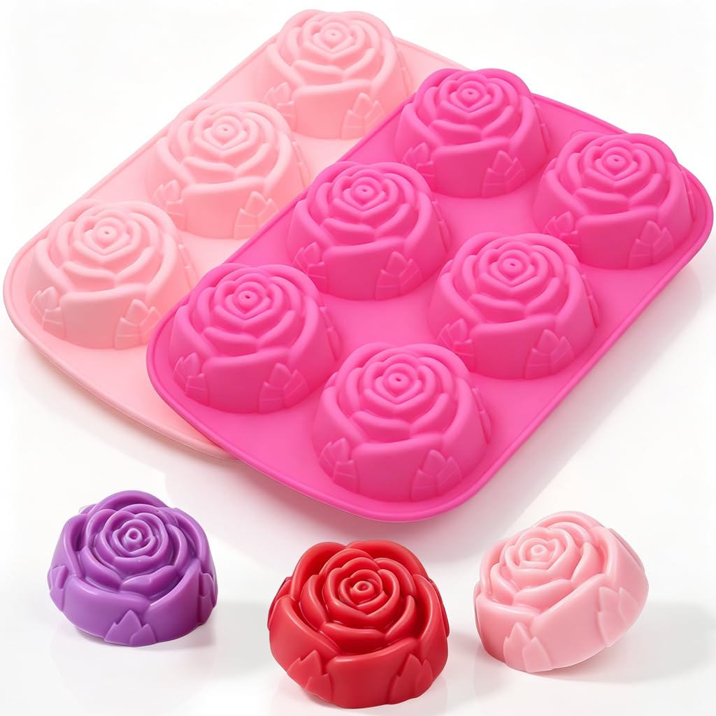 SJ Rectangle Soap Mold Set, 3-Pack 6-Cavity Silicone Soap Molds
