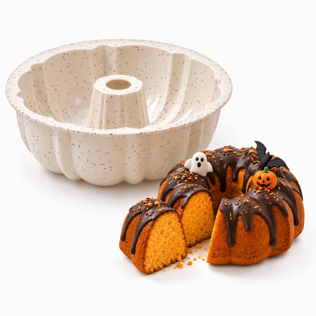 Vinino 10 Inch Silicone Cake Pans, Gelatin Dessert Molds, 2 Pack, Cream