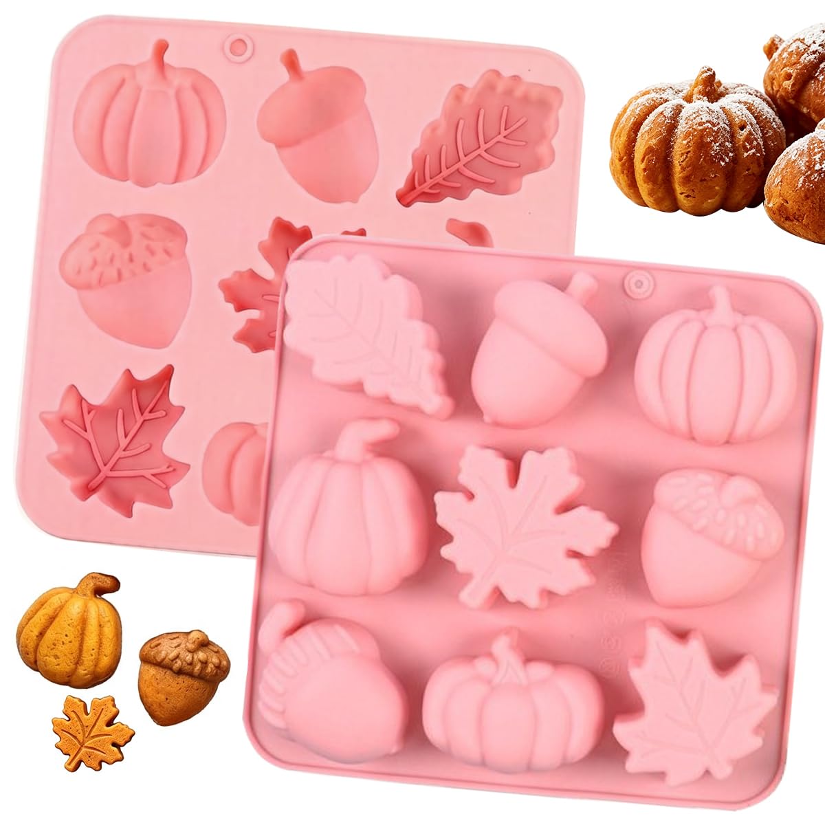 Halloween Pumpkin Maple Leaf Acorn Silicone Molds for Baking, 1Pcs