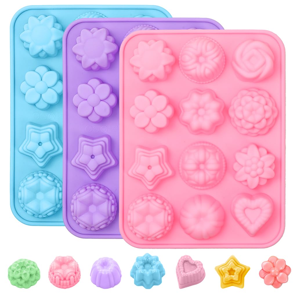 SJ Rectangle Soap Mold Set, 3-Pack 6-Cavity Silicone Soap Molds