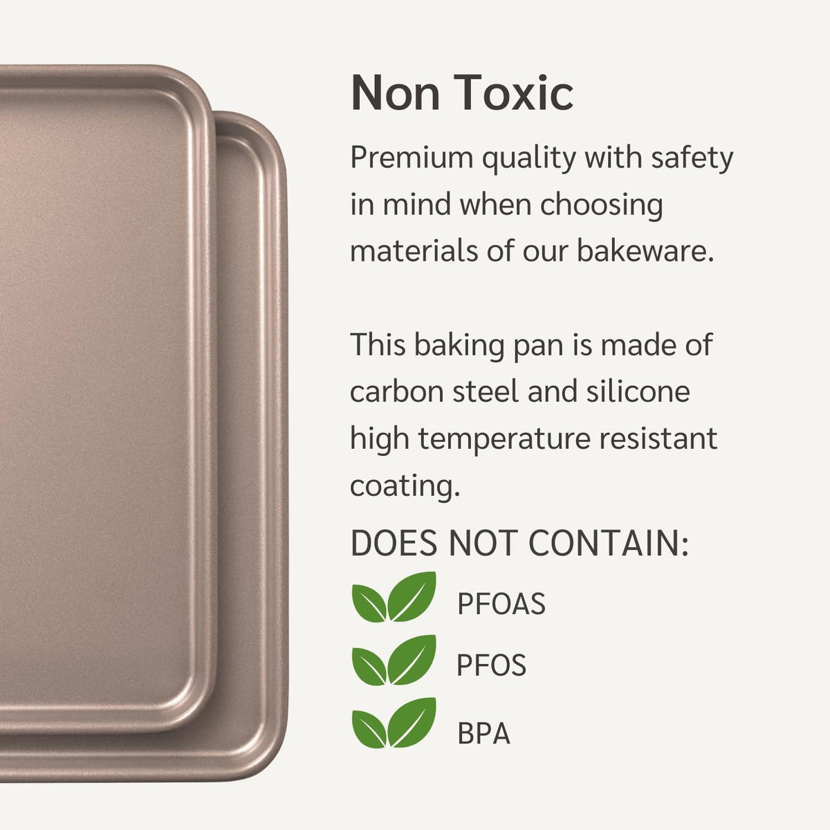 HAPPIELS 13 x 18 inch Nonstick Half Sheet Pan 2-Pack, PFOA & BPA Free