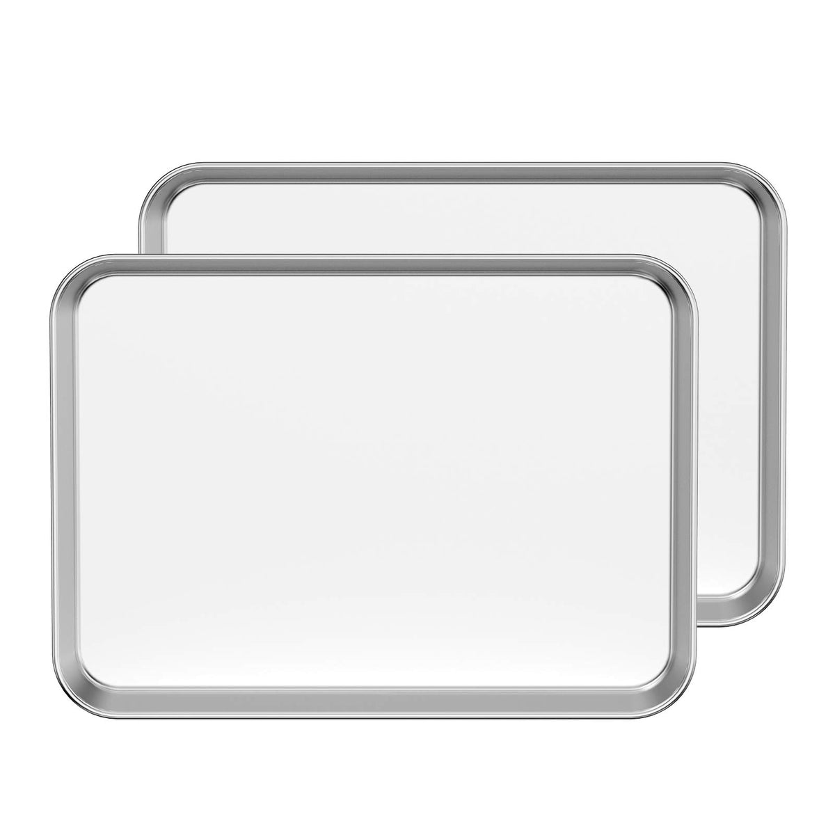 Baking Sheet Set of 2, Bastwe 18 inch Commercial Grade Stainless Steel Baking Pan, Professional Bakeware Oven Tray, Healthy & Non-toxic, Rust Free & Mirror Finish, Easy Clean & Dishwasher Safe