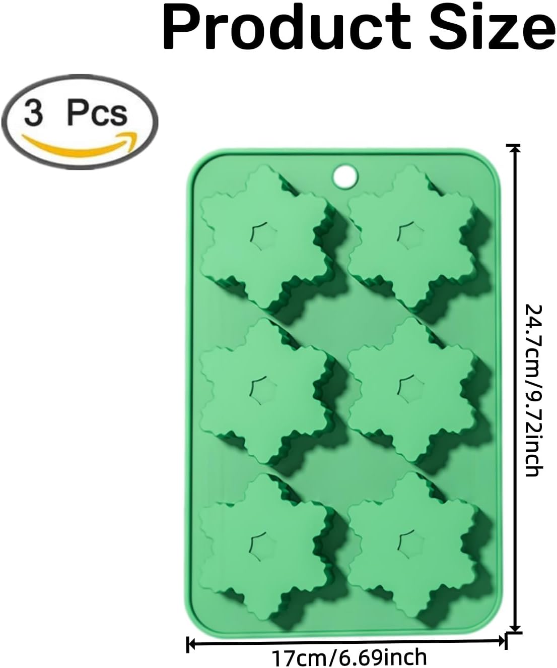 Swweetfamily 3 Pack Snowflake Silicone Molds for Chocolate,Pudding,Jelly