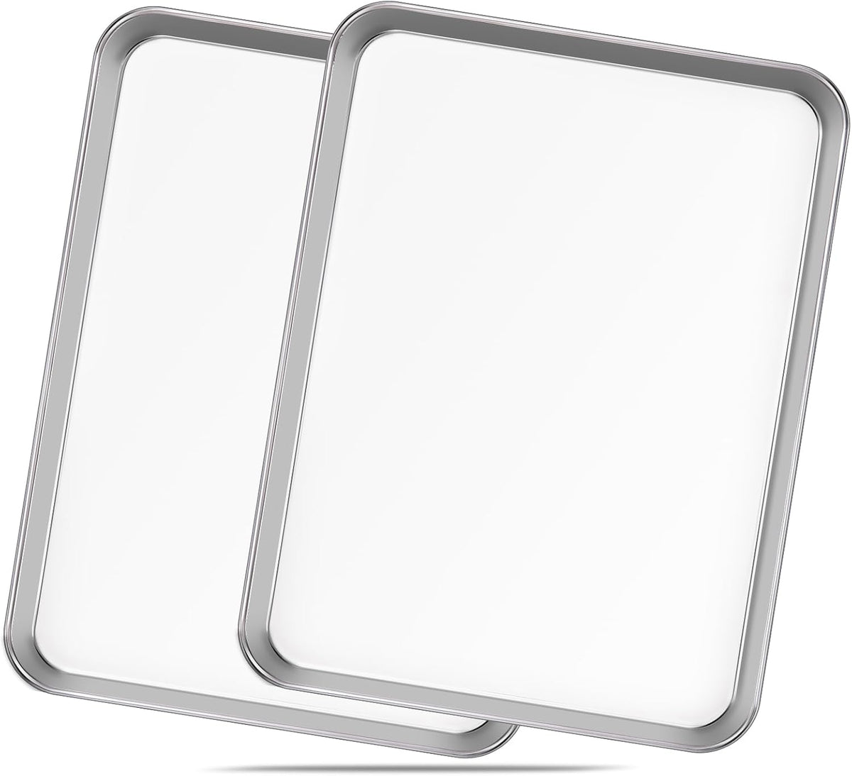 Commercial Quality Baking Sheet Pan Set, Natural Stainless Steel Cookie Sheet, Warp Resistant Nonstick Baker's Half Sheet Pan, Large Thick Cookie Tray Pans for Baking, Roasting(2 Pack, 18X13Inch)