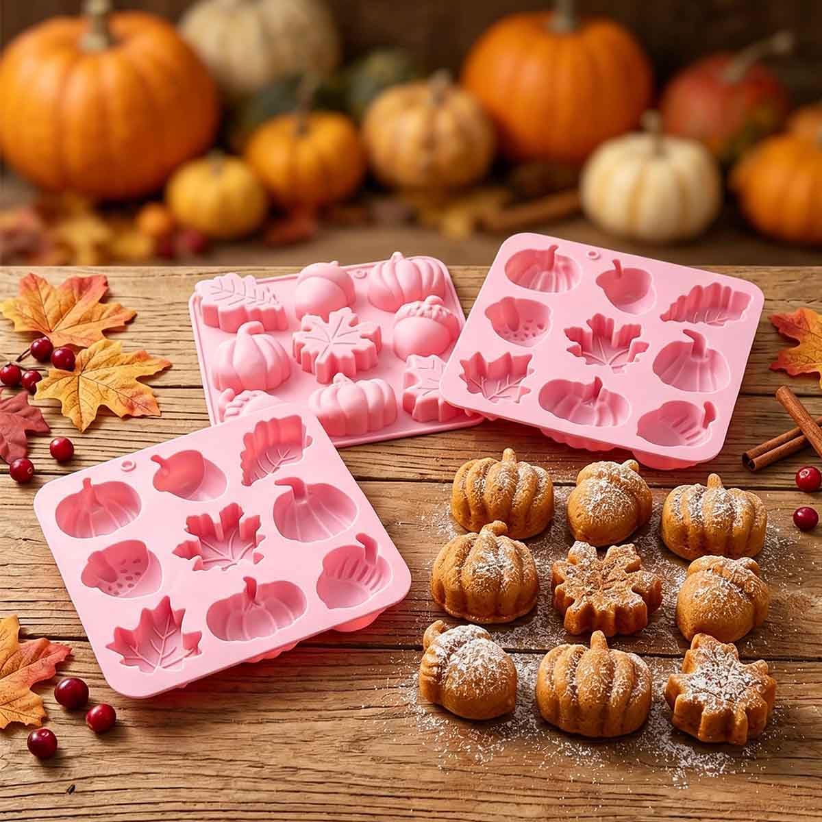 Halloween Pumpkin Maple Leaf Acorn Silicone Molds for Baking, 1Pcs