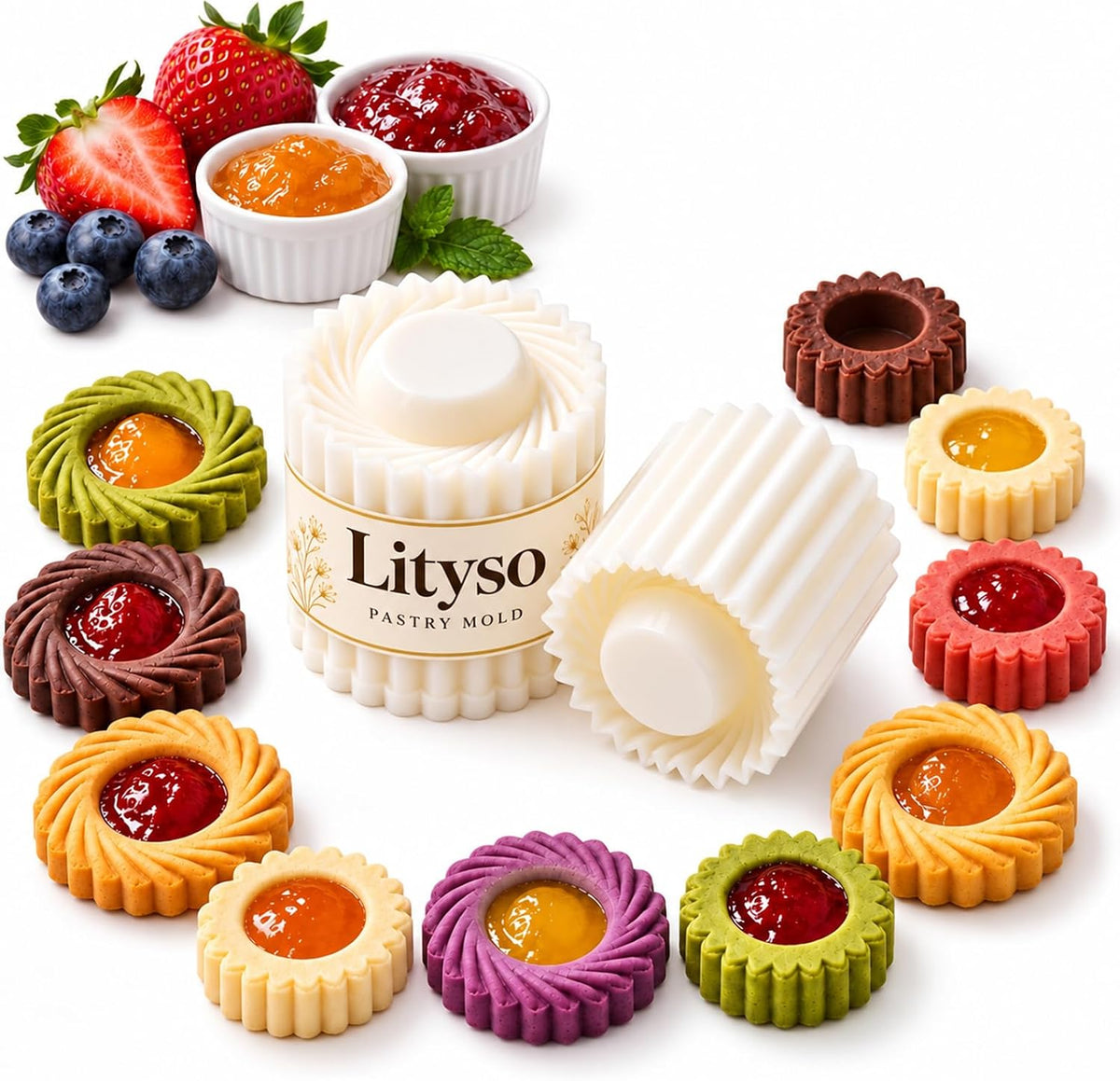 Sunflower Patterned Round Hand-Press Mooncake Double Ended Pastry Mold