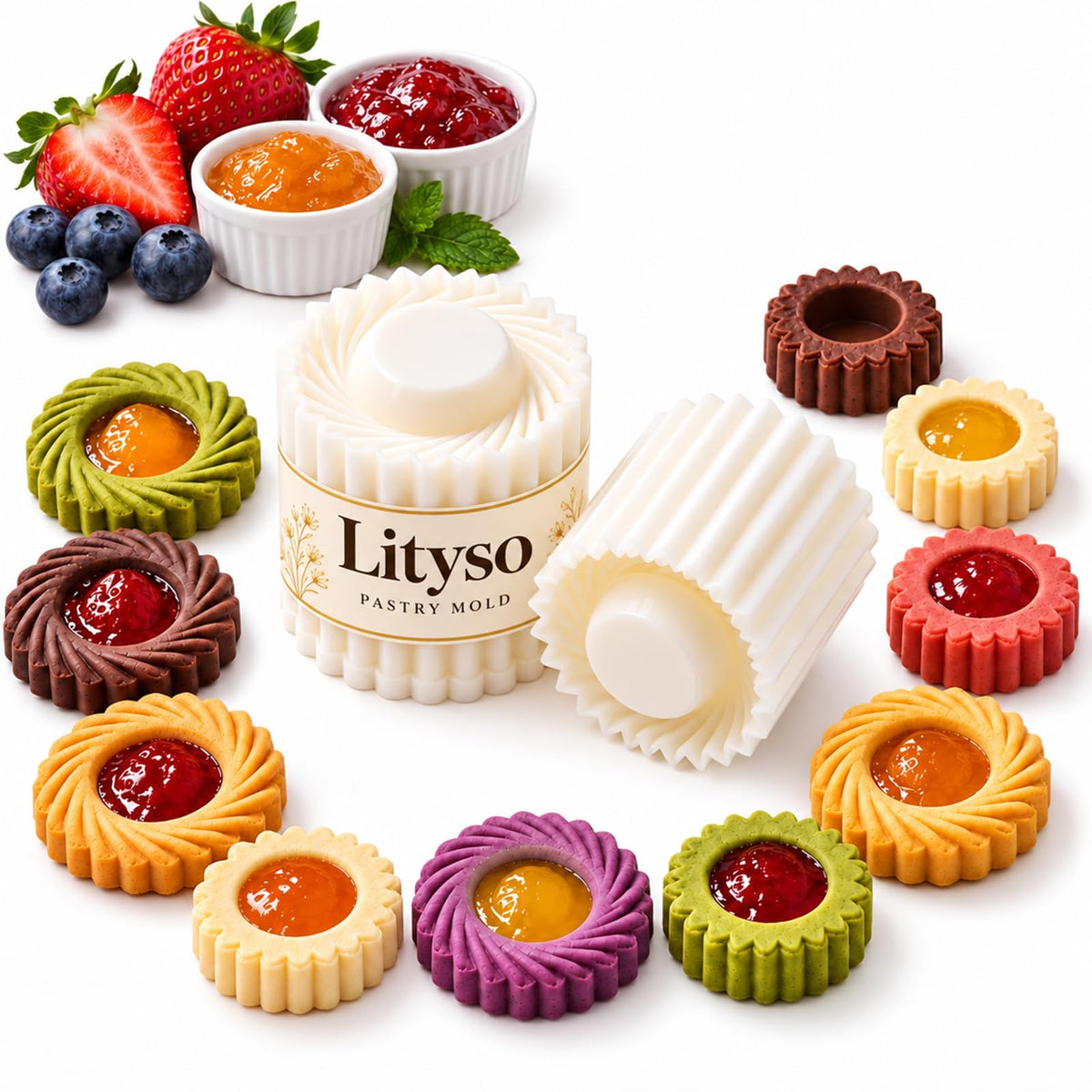 Sunflower Patterned Round Hand-Press Mooncake Double Ended Pastry Mold