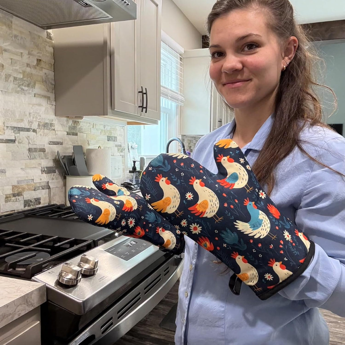 Miracu Oven Mitts Set, Cute Chicken Gifts for Chicken Lovers, Kitchen Decor