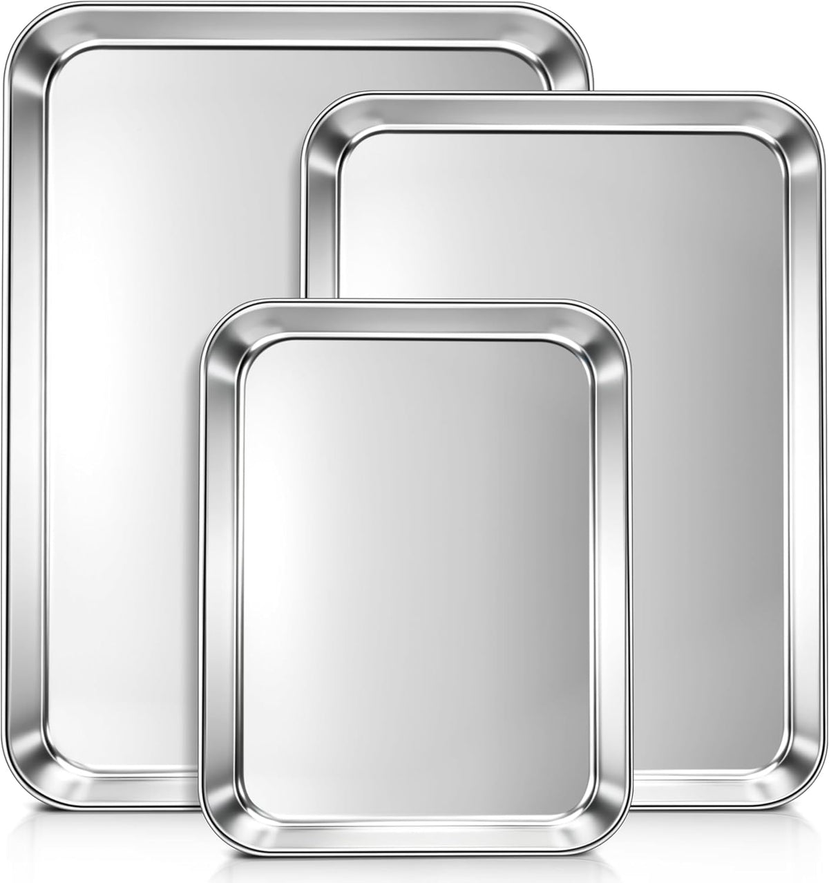 LIANYU Baking Sheet Pans, Half Sheet/Jelly Roll/Quarter Sheet, 3 Pack