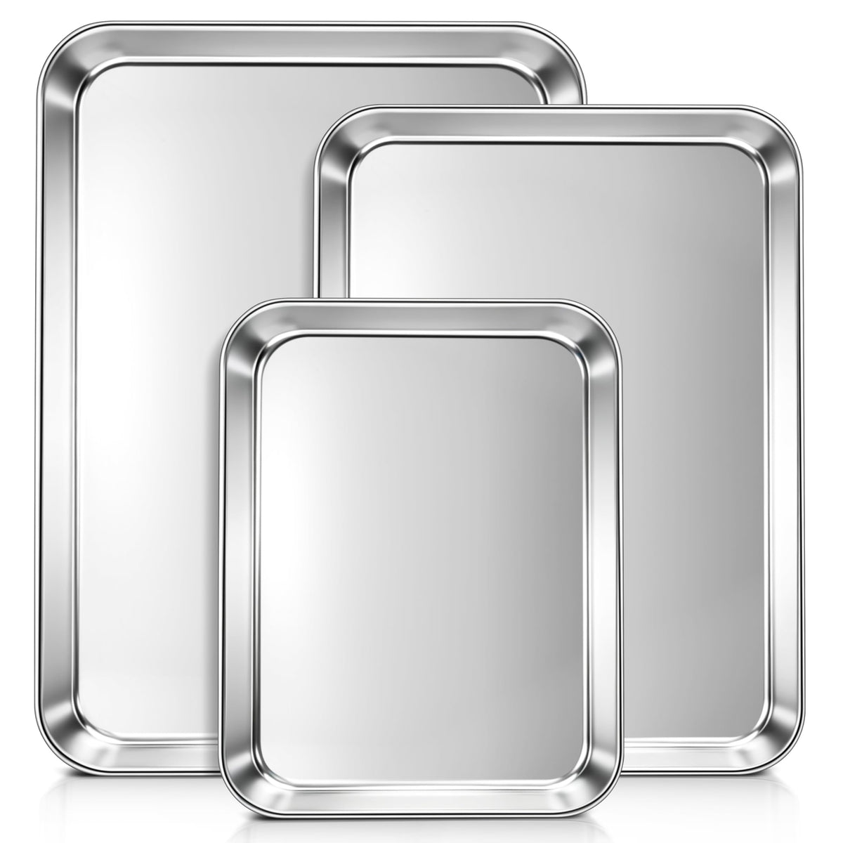 LIANYU Baking Sheet Pans, Half Sheet/Jelly Roll/Quarter Sheet, 3 Pack