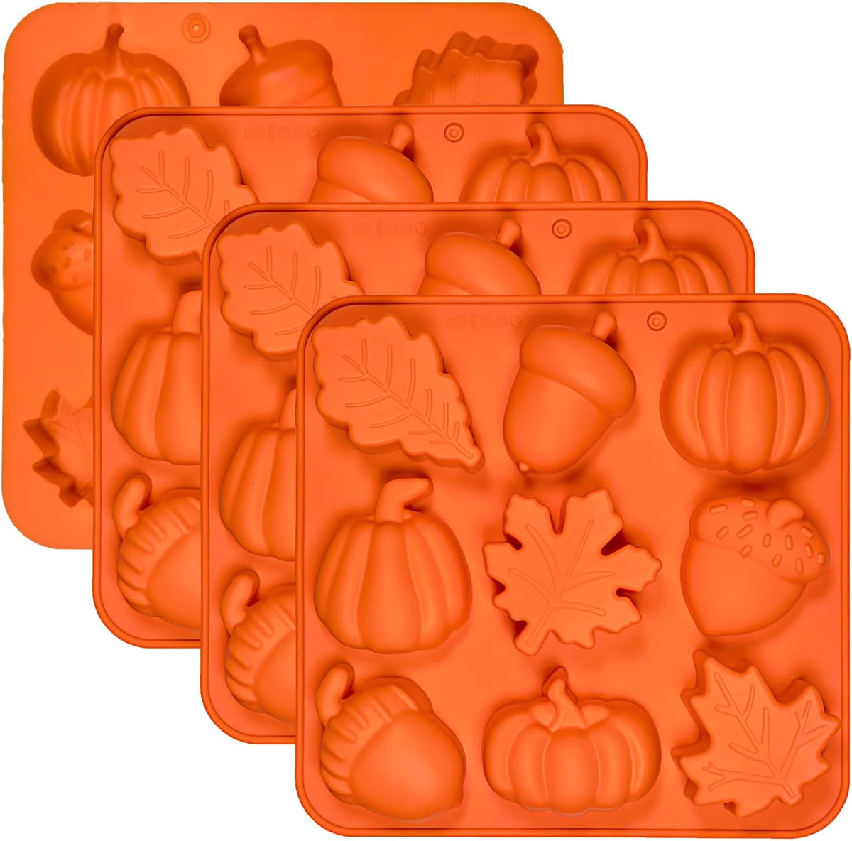 Pumpkin Silicone Mold - 4Pcs 3D Fall Silicone Mold Thanksgiving Candy Mold Autumn Maple Leaf Acorn shape Chocolate Mold Soap Candy Cake Pan Baking Molds for Cake Cupcake Decoration