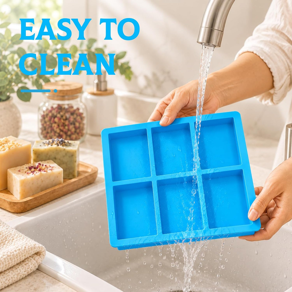 SJ Rectangle Soap Mold Set, 3-Pack 6-Cavity Silicone Soap Molds