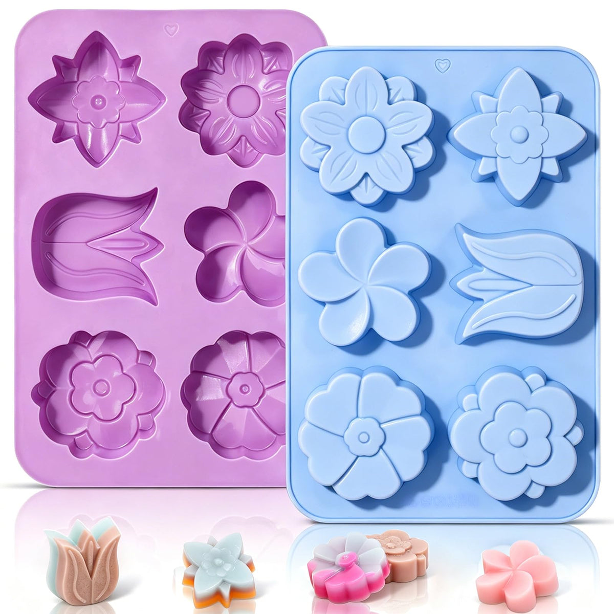 SJ Rectangle Soap Mold Set, 3-Pack 6-Cavity Silicone Soap Molds