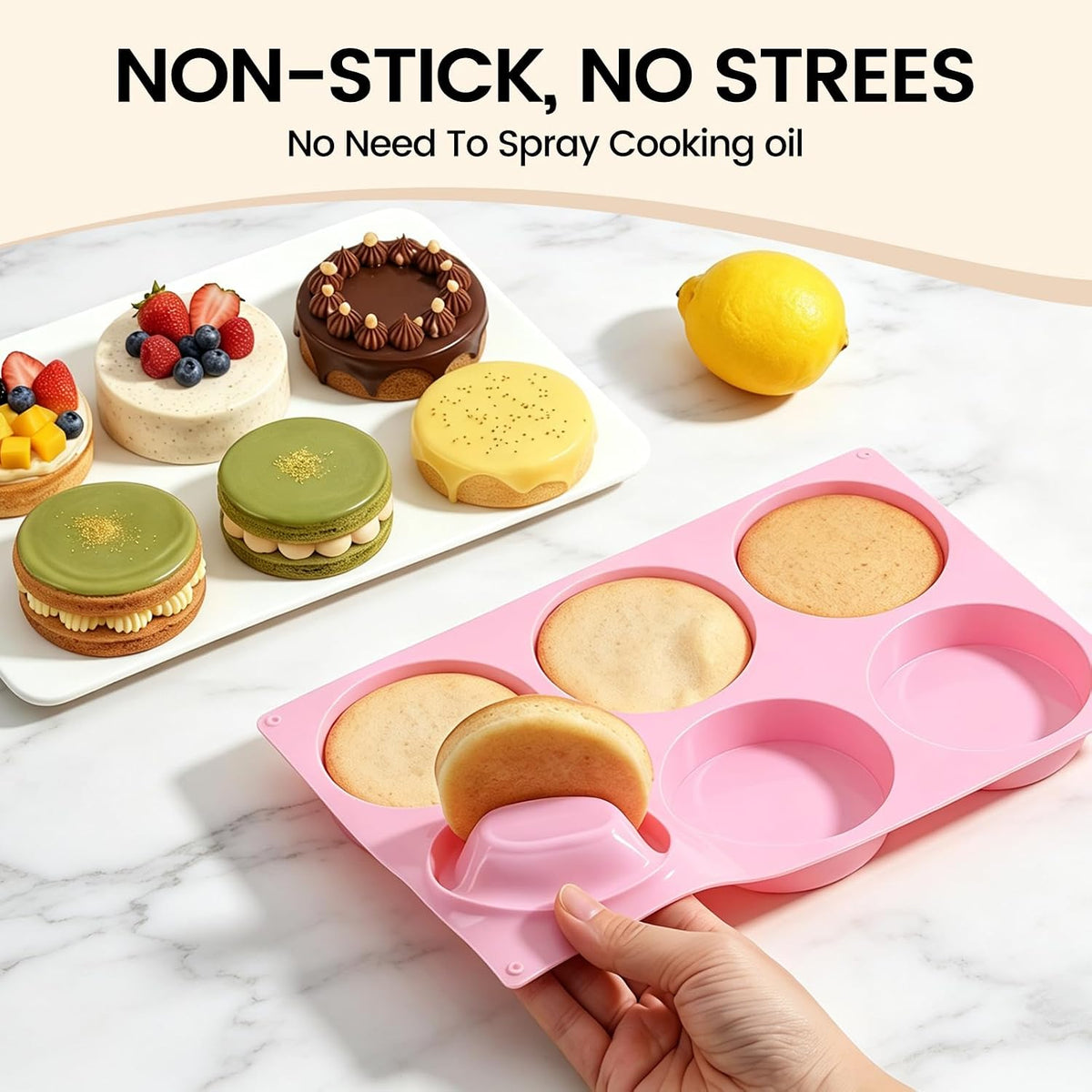 Silicone Muffin Top Pan, 4 Inch Egg Mold for Breakfast Sandwiches