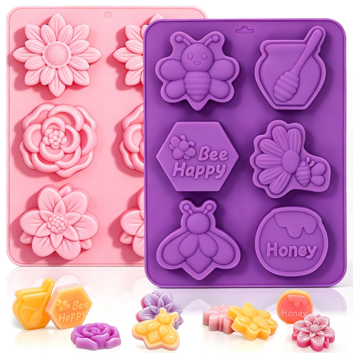 SJ Rectangle Soap Mold Set, 3-Pack 6-Cavity Silicone Soap Molds