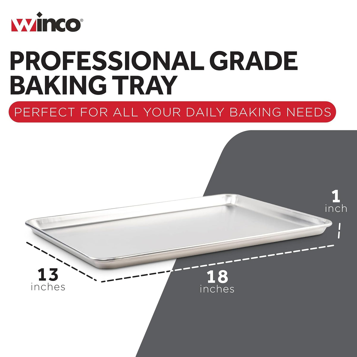 Winco 13" x 18" Aluminum Sheet Pan, 1/2 Size