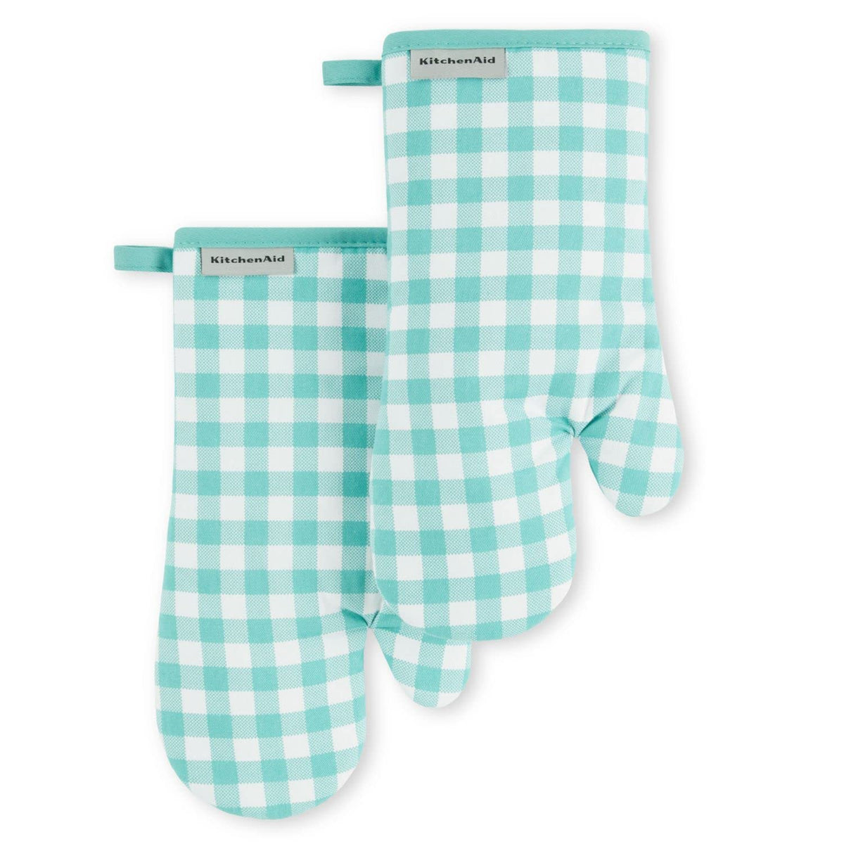 KitchenAid Gingham Oven Mitt 2-Pack Set, Blue Velvet, 7"x13"
