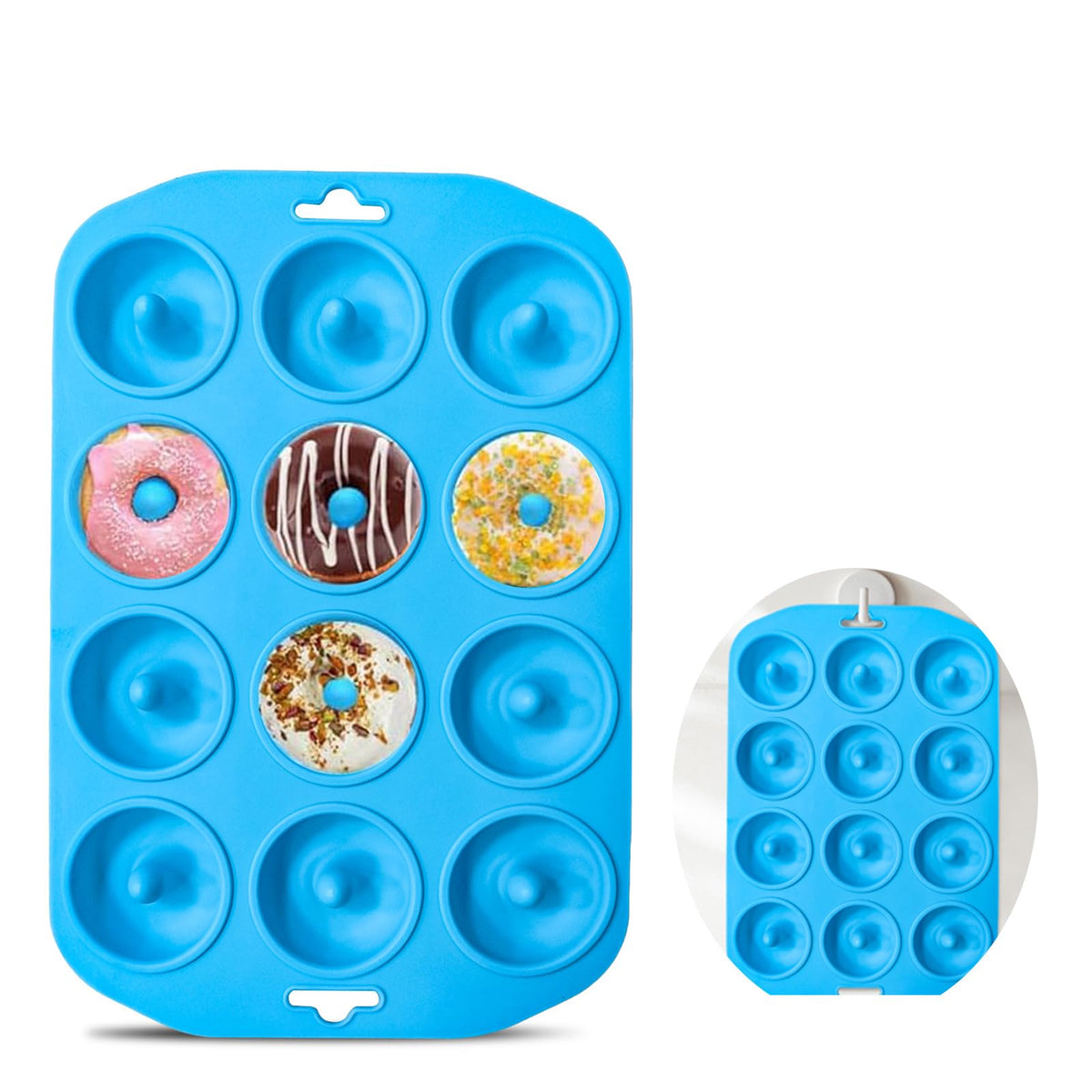 12 hole Silicone Donut Pan Non-Stick - Bite Size Donut Pans for baking