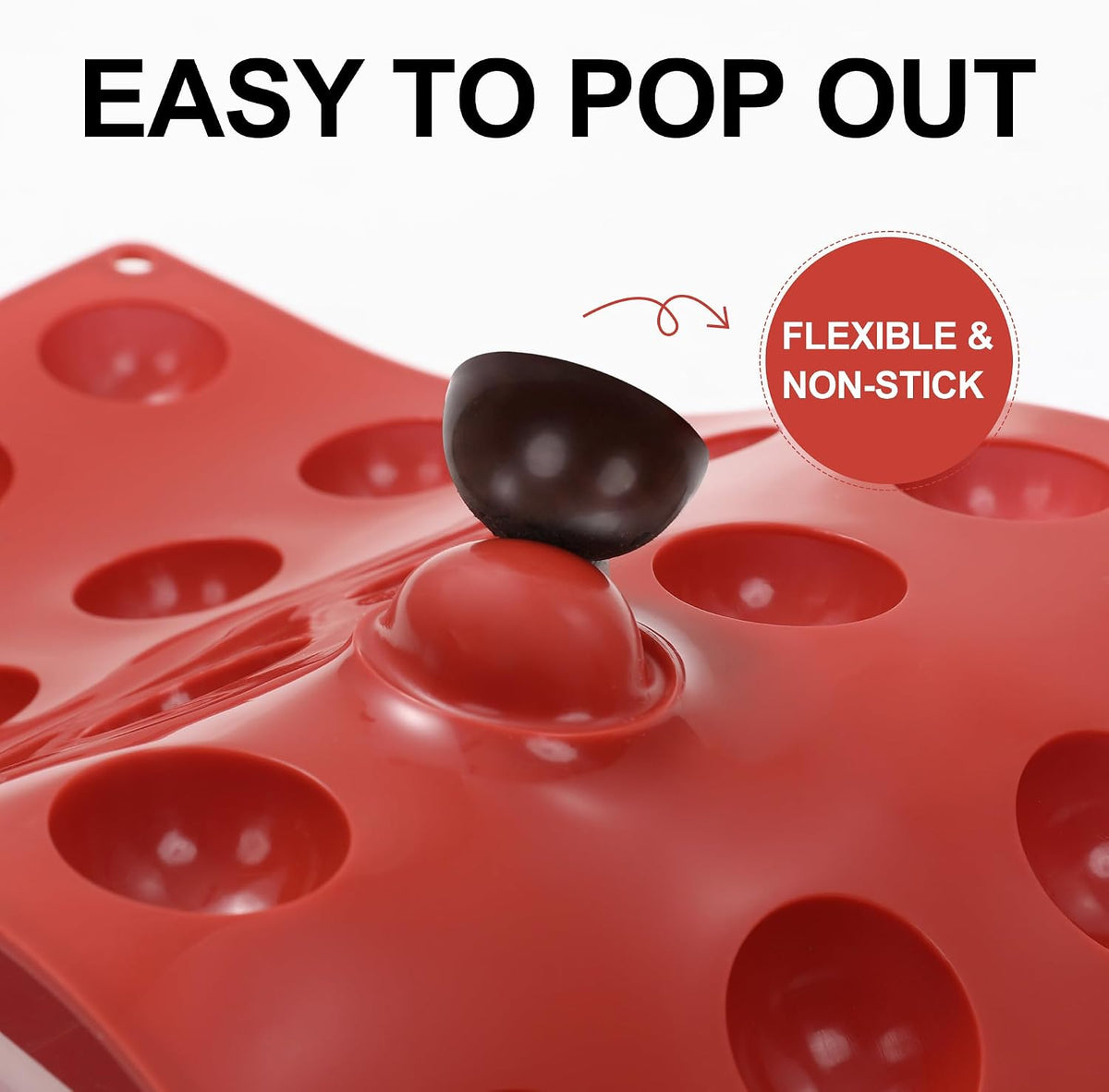 Semi Sphere Silicone Molds, 24-Cavity Non-Stick Chocolate Molds