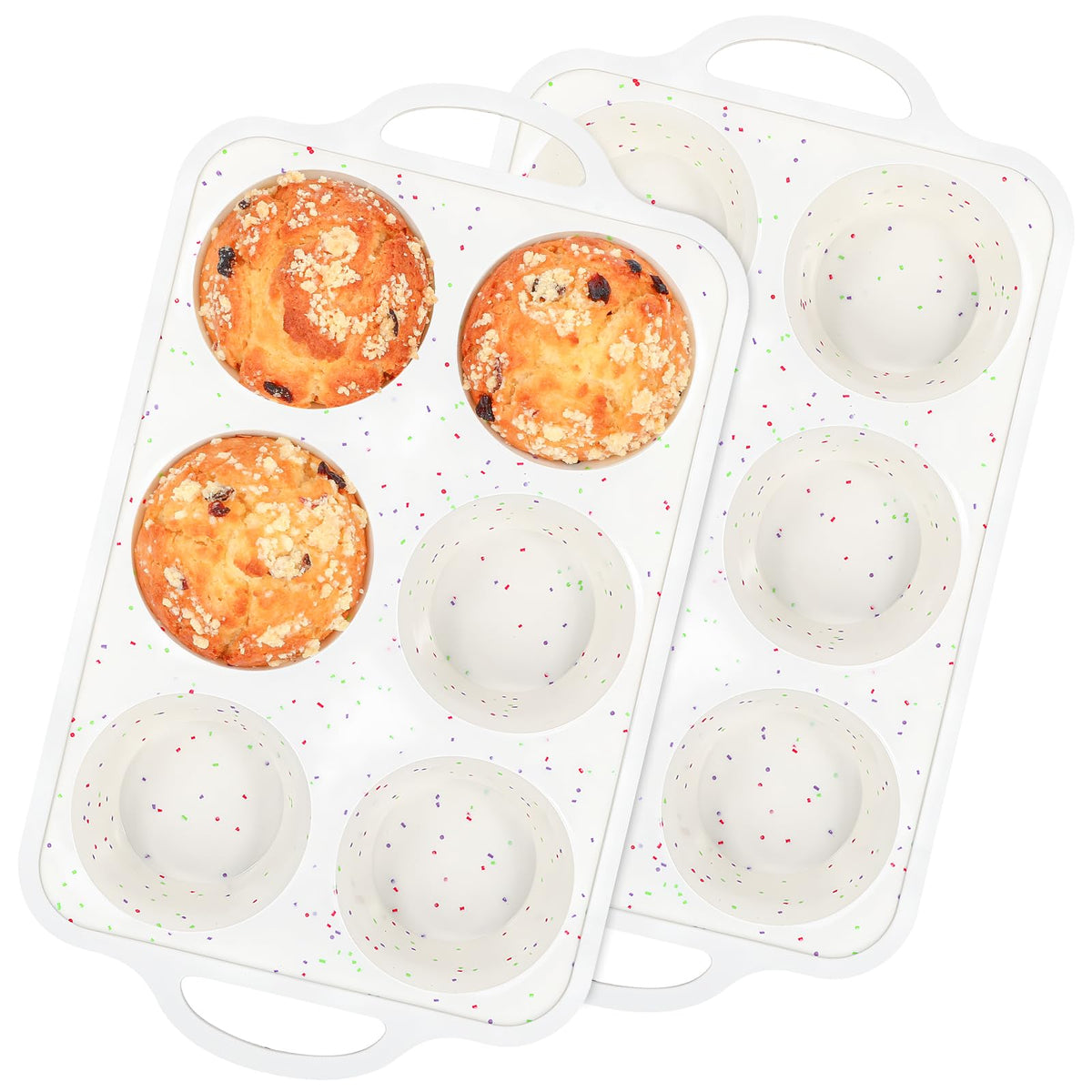 Silicone Muffin Pan for Baking with Metal Reinforced Frame, Nonstick Cupcake Pan 1 Pack Regular Size Egg Bites Silicone Mold