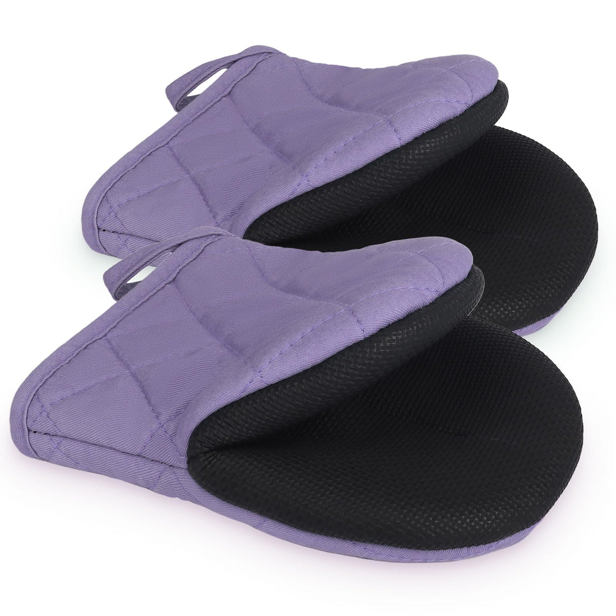 Goldmeet Mini Oven Mitts 2-Pack, 7"x5.5", 500°F Silicone Grip, Taro Purple