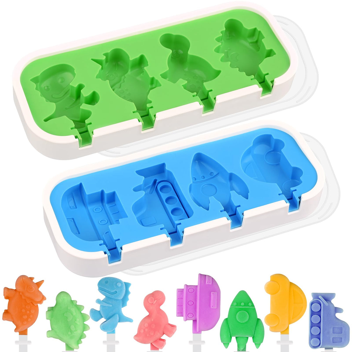 WMKGG Popsicle Silicone Molds Set, 2 PCS Ice Cream Mold(Standard Size/Pink)