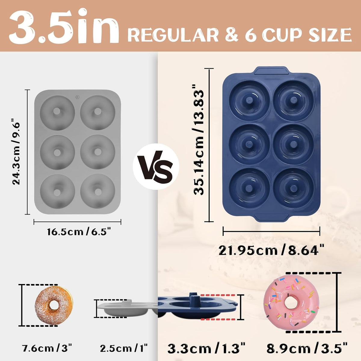 Nonstick Silicone Donut Pan: 3.5 Inch Doughnut Baking Mold with Frame