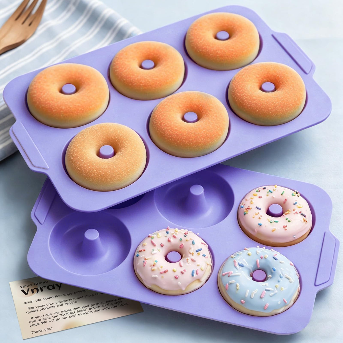 Nonstick Silicone Donut Pan: 3.5 Inch Doughnut Baking Mold with Frame