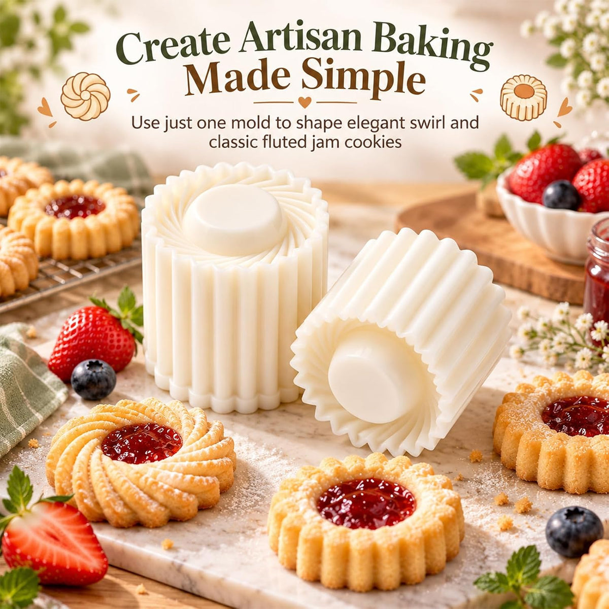 3pcs Sunflower Patterned Round Hand-Press Mooncake Mold for Cookie Mooncake