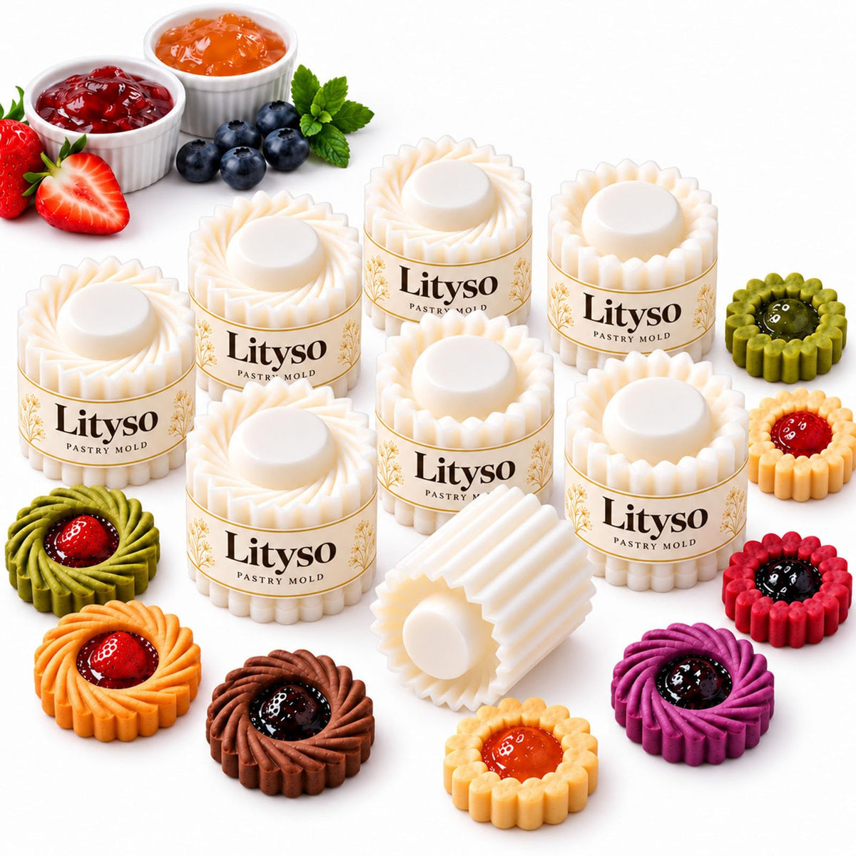 Sunflower Patterned Round Hand-Press Mooncake Double Ended Pastry Mold