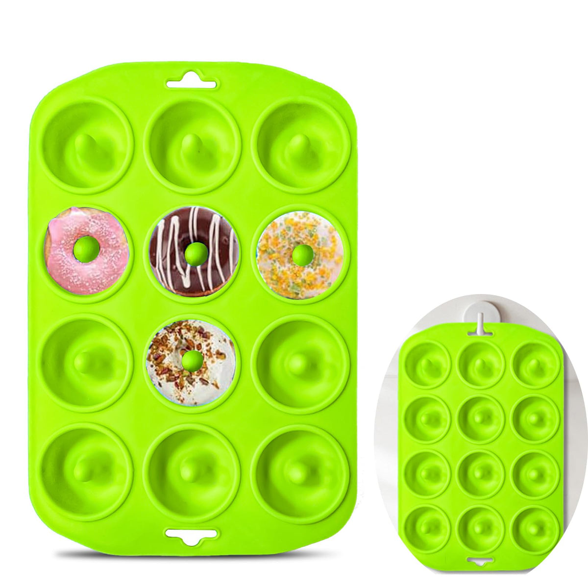 12 hole Silicone Donut Pan Non-Stick - Bite Size Donut Pans for baking