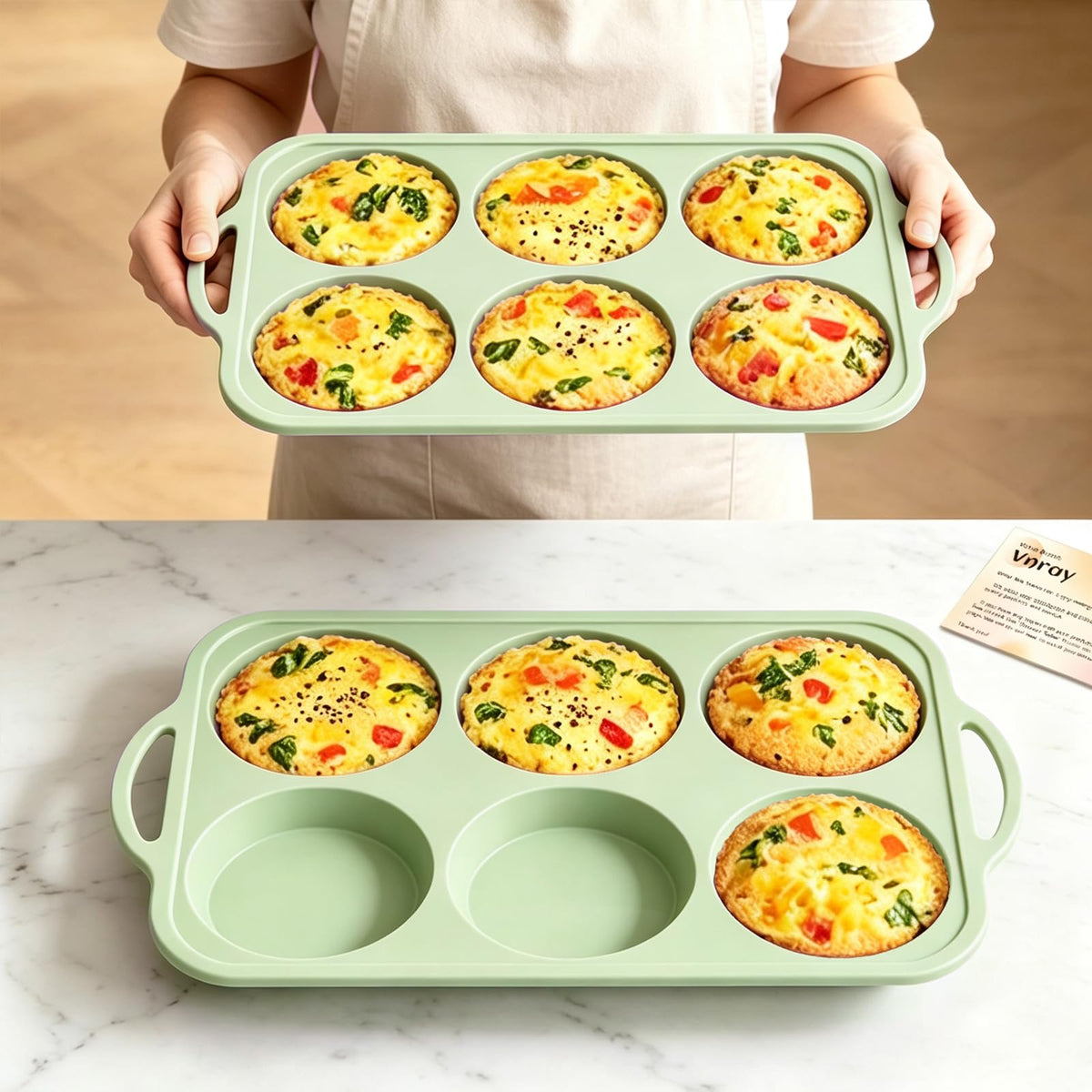 4 Inch Jumbo Silicone Muffin Top Pan with Frame Non Stick Egg Mold Baking