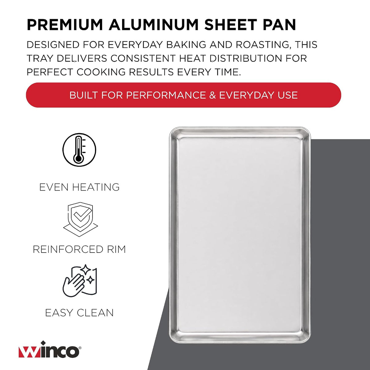 Winco 13" x 18" Aluminum Sheet Pan, 1/2 Size