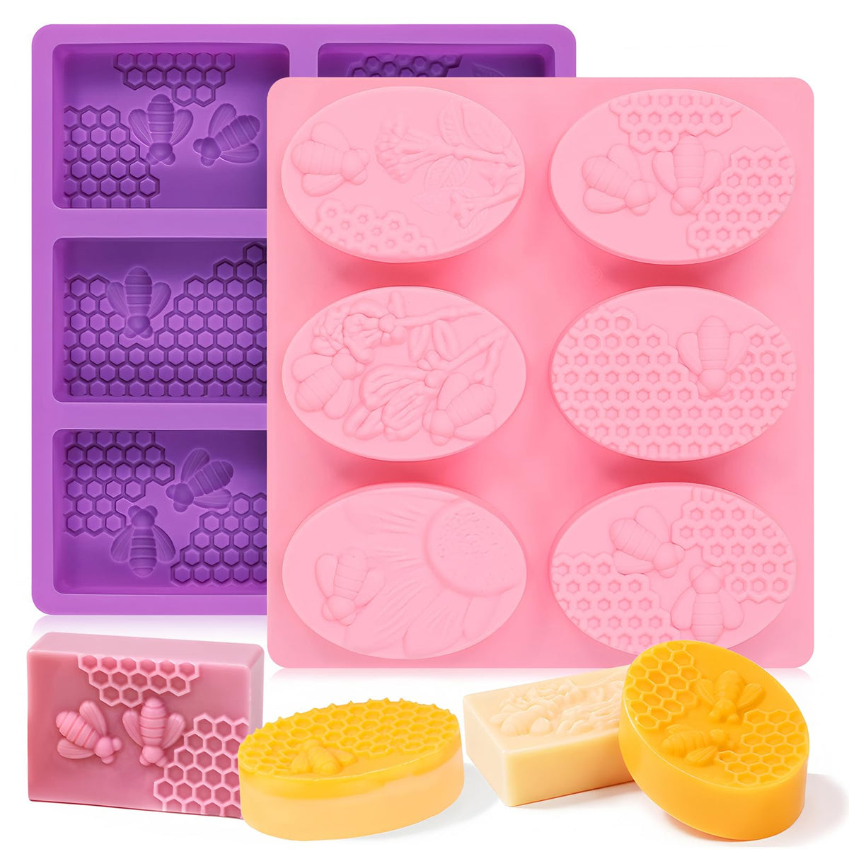 SJ Rectangle Soap Mold Set, 3-Pack 6-Cavity Silicone Soap Molds