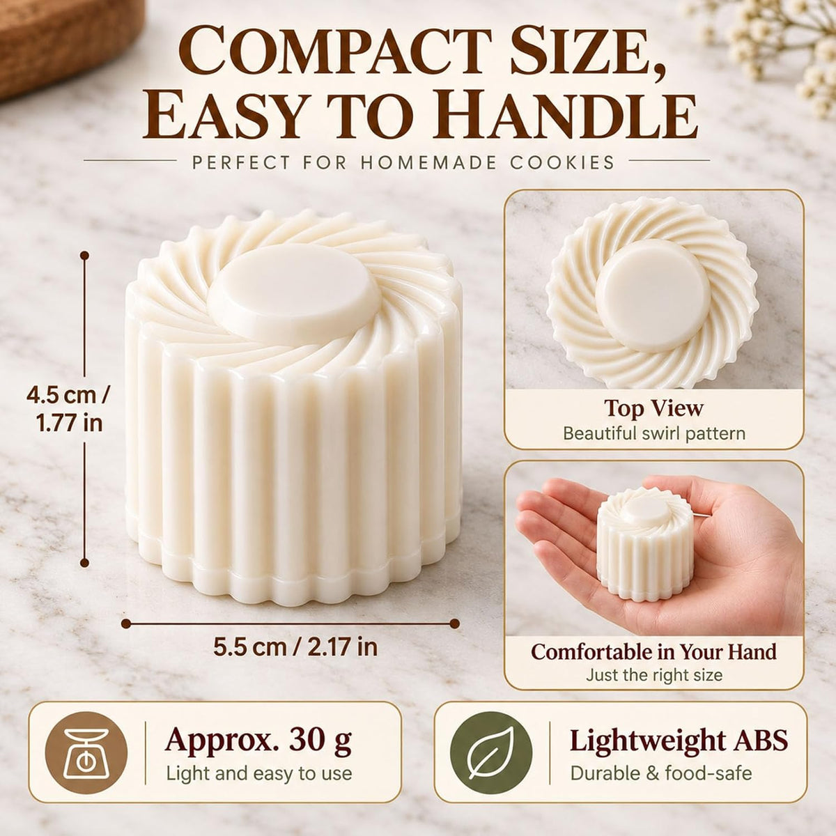 Sunflower Patterned Round Hand-Press Mooncake Double Ended Pastry Mold