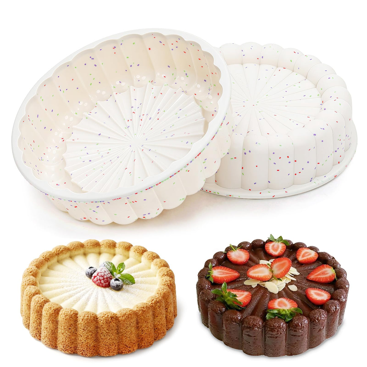 Vinino Silicone Scone Pan with Reinforce Frame, 8-Cavity Triangle Cake Mold