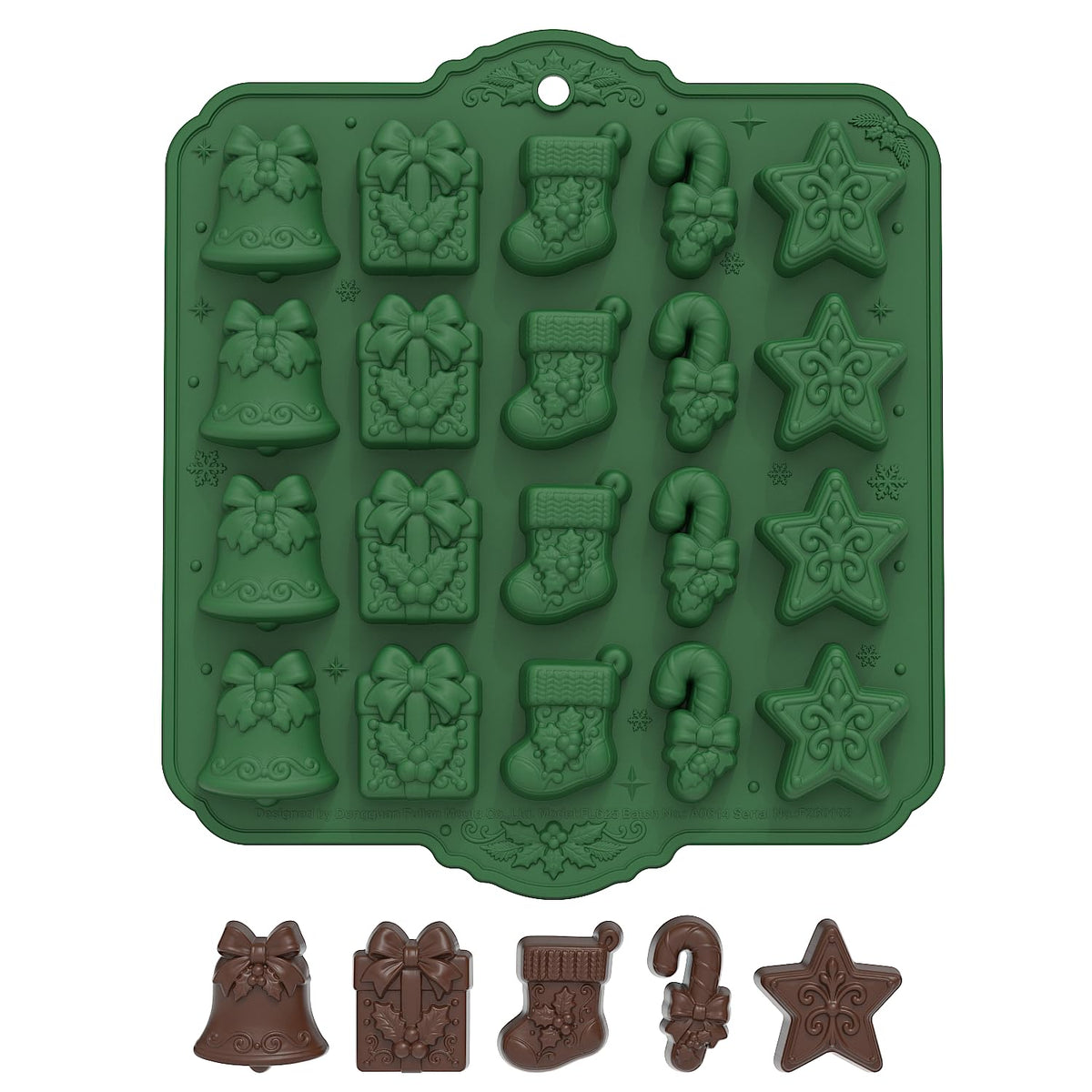 Christmas Silicone Molds, Large Size Xmas 3D Christmas Baking Mold with Scraper for Cakes, Handmade Soap, Chocolate, Jello, soap, Candy and Candles (Green)