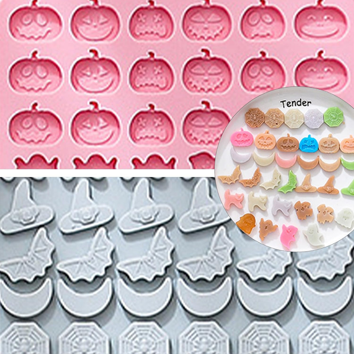 Halloween Silicone Molds 2 Packs Pumpkin Ghost Chocolate Molds Silicone Mini Mold for Halloween Baking Candy Chocolate Cookie Jelly