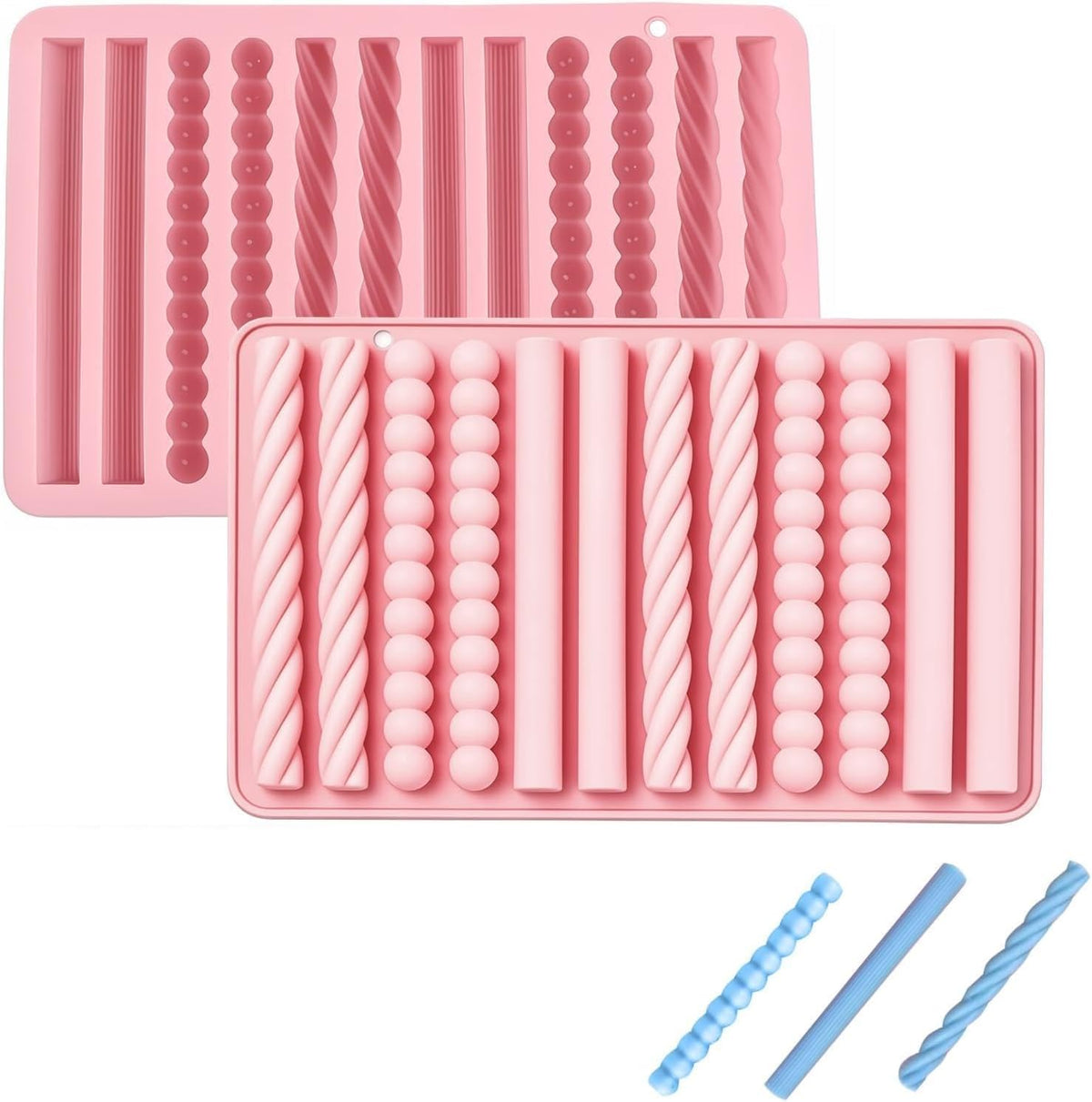 2Pcs Pretzel Rod Molds, Non-Stick Chocolate Silicone Mold for Diy Baking