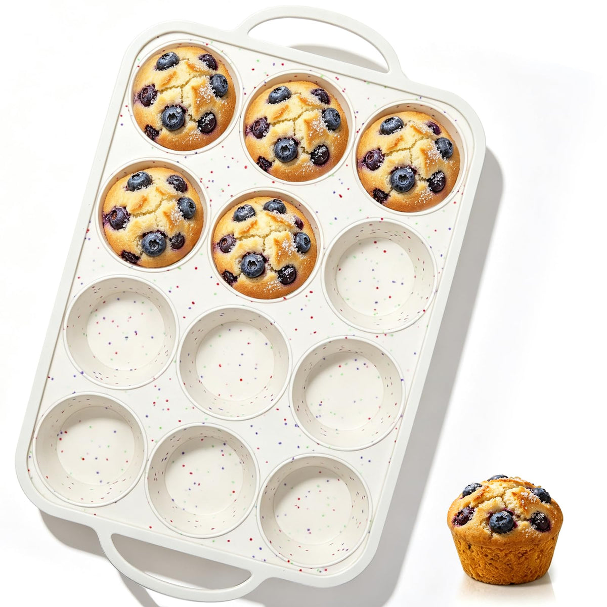 Vinino 2Pack Silicone Muffin Pan for Baking with Metal Reinforced Frame, 12 Cup Regular Size Cupcake Pan, BPA Free Silicone Muffin Tray, Cupcake Baking Pan Bite Molds for Oven Dishwasher Safe