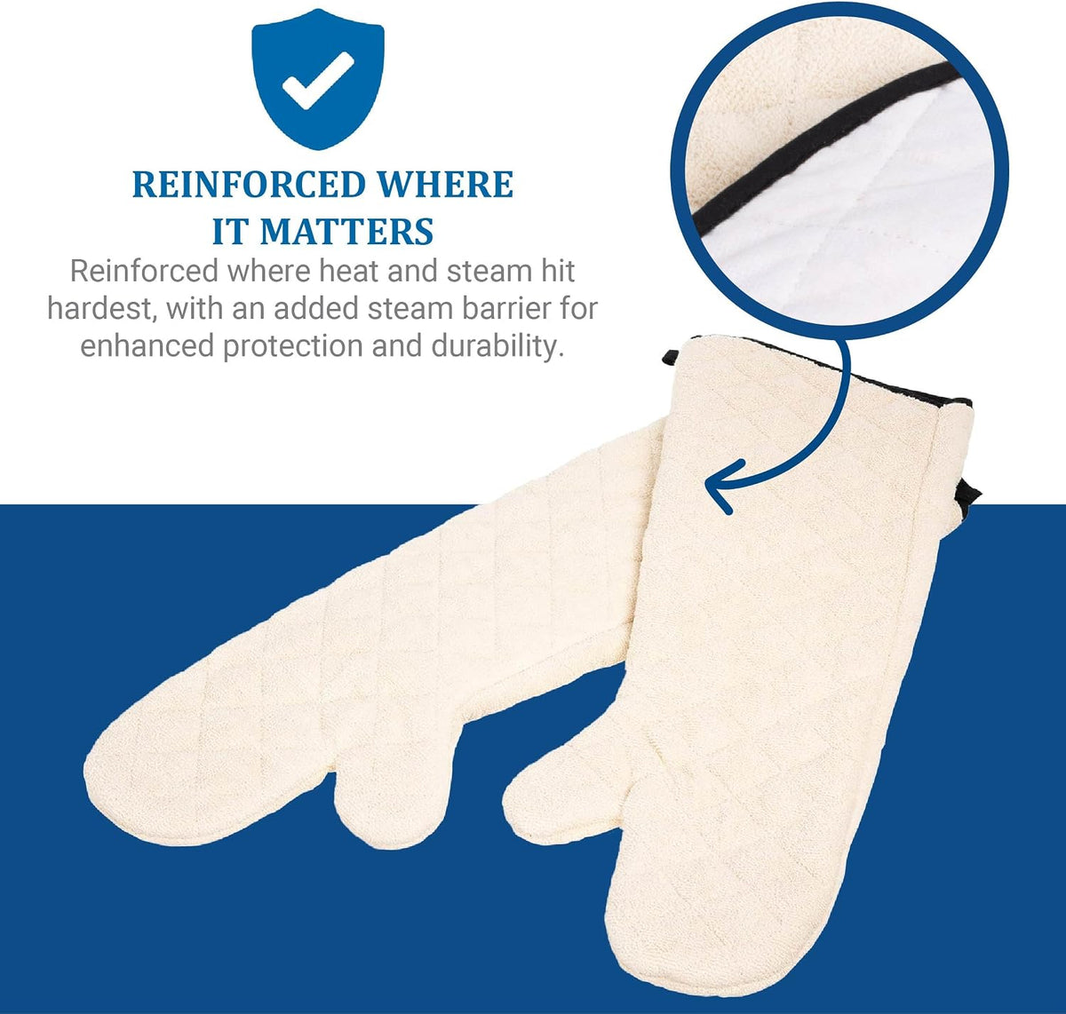 Terry Oven Mitts, San Jamar, Professional Grade, 500°F, 24", Pair, Natural